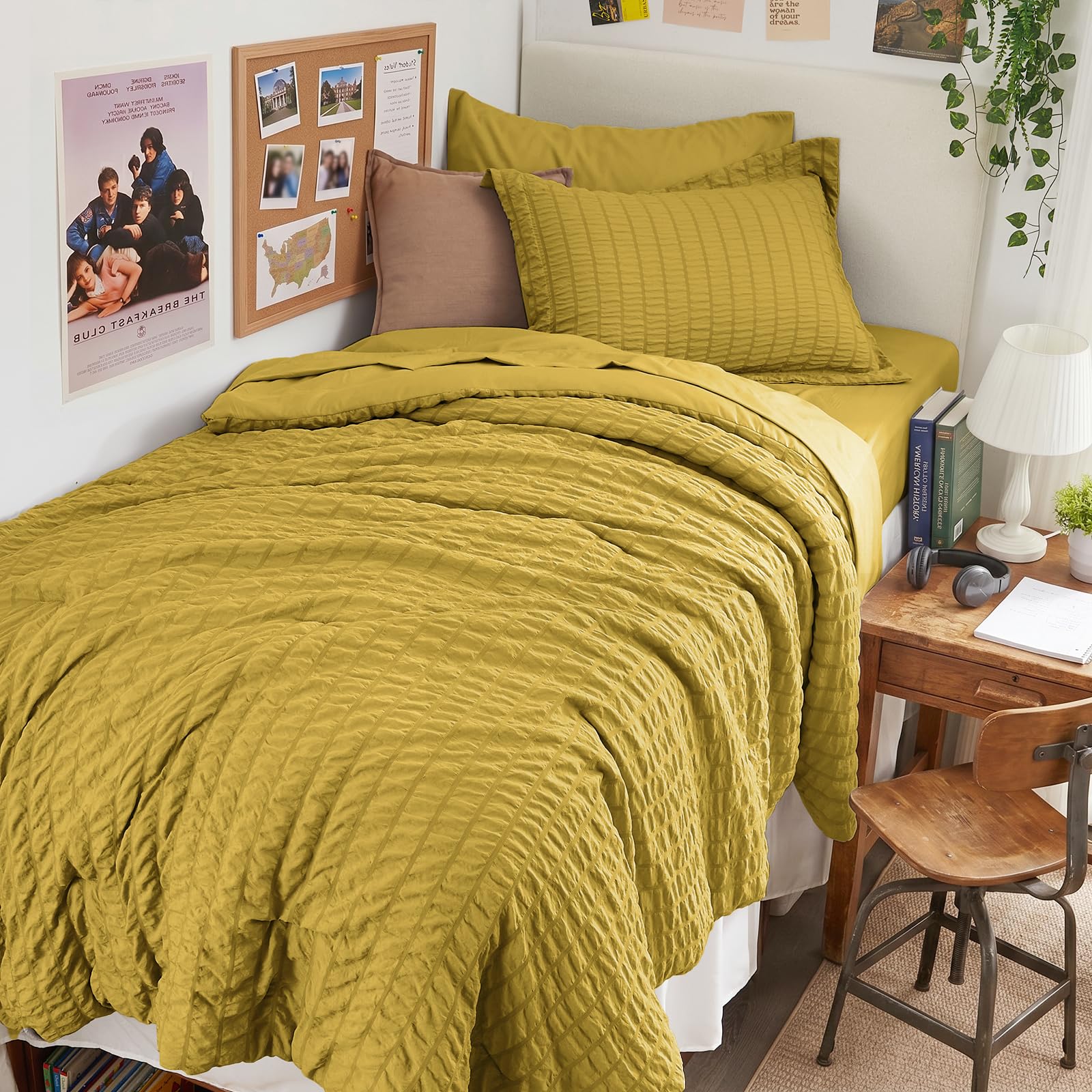 HYMOKEGE Black California King Comforter Set Seersucker 7 Pieces, All Season Luxury Bed in a Bag for Bedroom, Bedding Set with Comforters, Sheets, Pillowcases & Shams