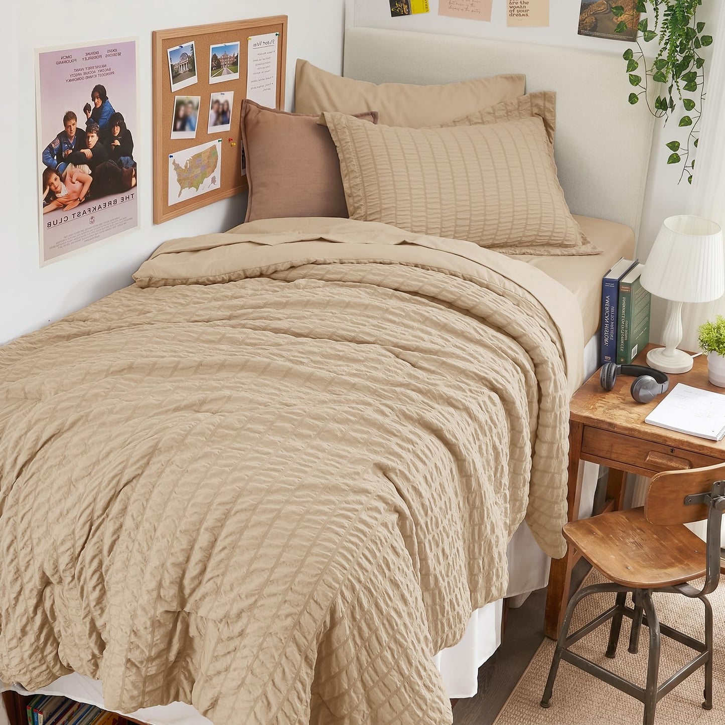 HYMOKEGE Black California King Comforter Set Seersucker 7 Pieces, All Season Luxury Bed in a Bag for Bedroom, Bedding Set with Comforters, Sheets, Pillowcases & Shams