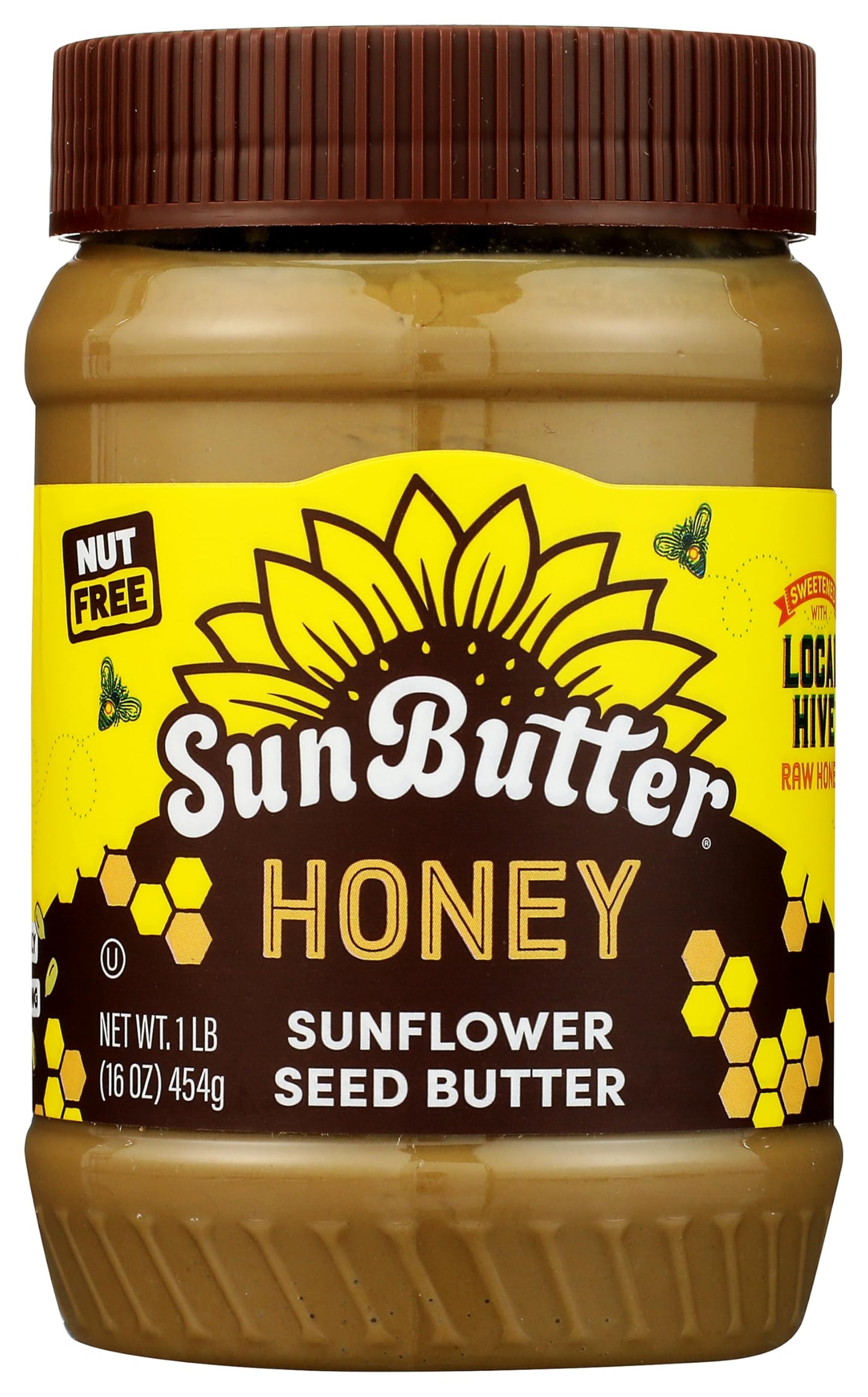 SunButter Honey Sunflower Seed Butter, 16 oz Nut-Free Spread with 5g Plant-Based Protein, Roasted Rich & Savory Flavor, Smooth Texture | Vegan & Kosher