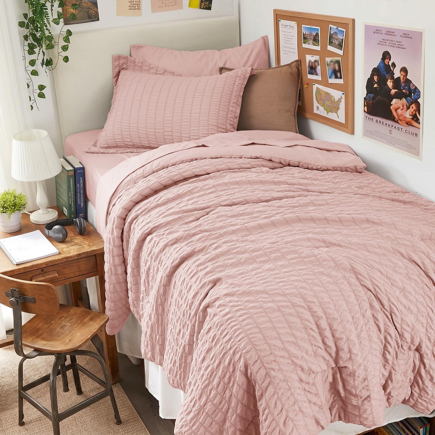 HYMOKEGE Black California King Comforter Set Seersucker 7 Pieces, All Season Luxury Bed in a Bag for Bedroom, Bedding Set with Comforters, Sheets, Pillowcases & Shams