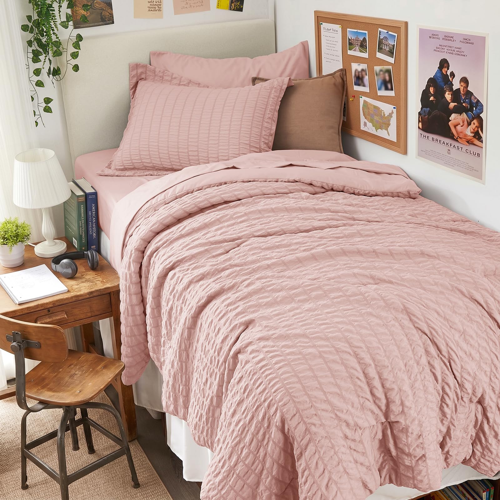 HYMOKEGE Black California King Comforter Set Seersucker 7 Pieces, All Season Luxury Bed in a Bag for Bedroom, Bedding Set with Comforters, Sheets, Pillowcases & Shams