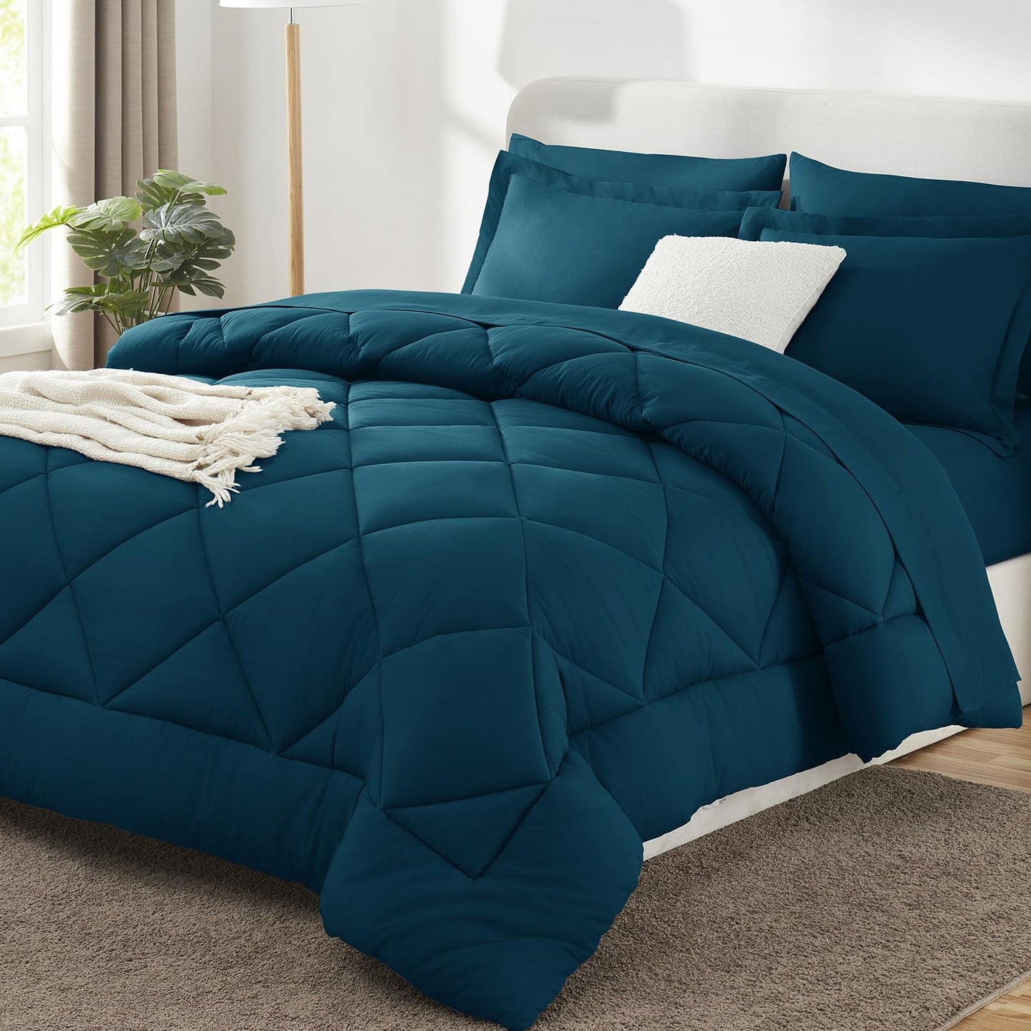 CozyLux Twin XL Comforter Set Dark Grey - 5 Pieces Twin Extra Long Bed in a Bag for College Dorm, All Season Bedding Set for Girls and Boys, Soft Bed Set with Comforter, Sheets, Pillowcase & Sham