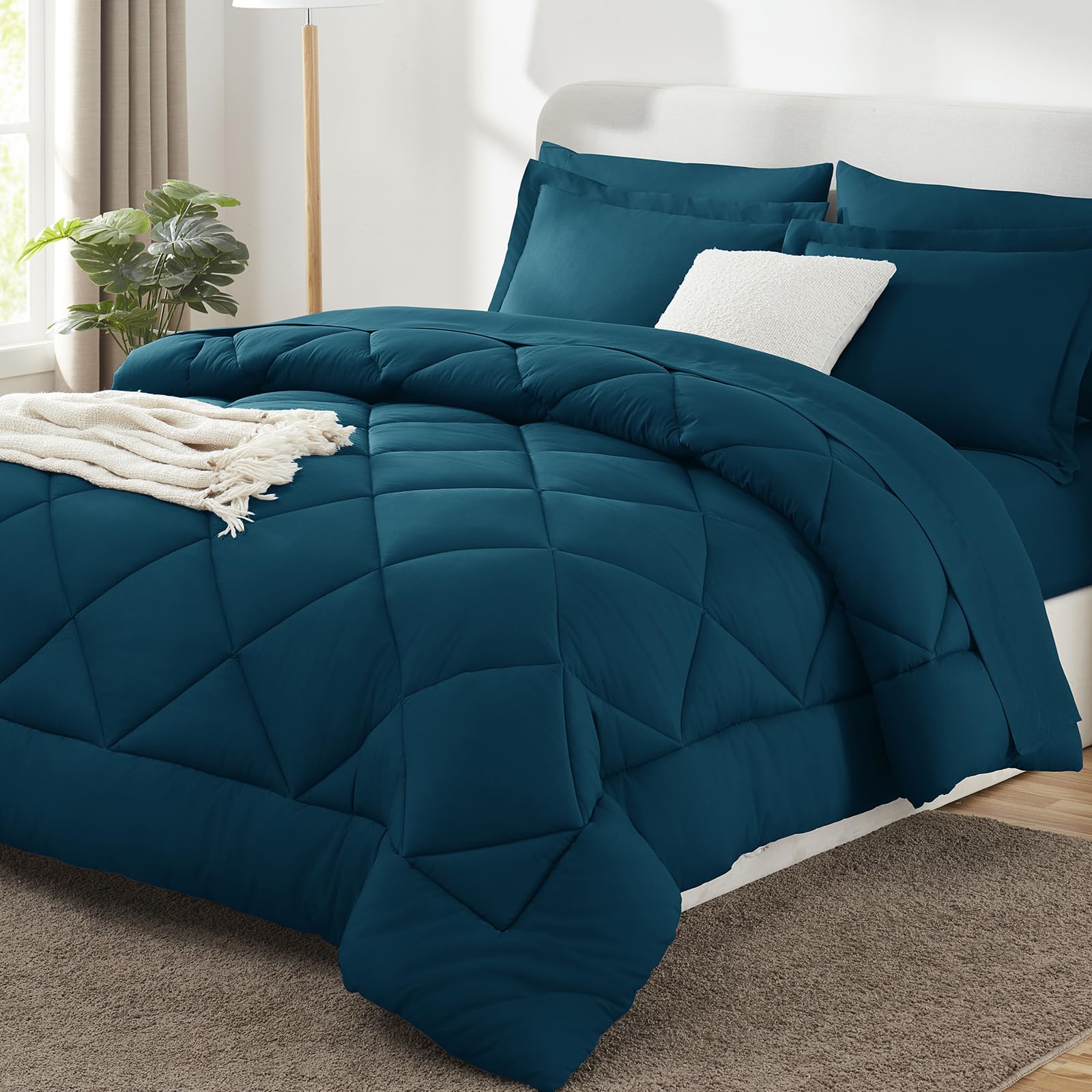CozyLux Twin XL Comforter Set Dark Grey - 5 Pieces Twin Extra Long Bed in a Bag for College Dorm, All Season Bedding Set for Girls and Boys, Soft Bed Set with Comforter, Sheets, Pillowcase & Sham