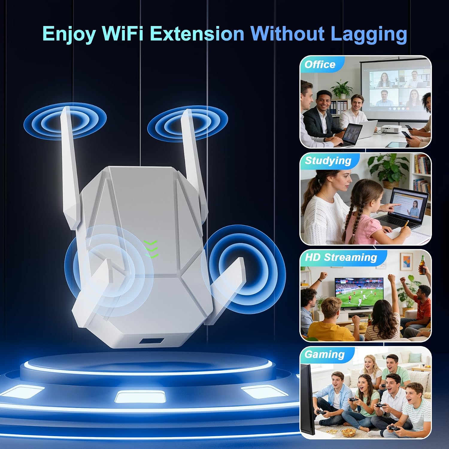 WiFi Extender, 2026 15X Fastest WiFi 6 Booster AX1800 (5.8/2.4GHz) 18,999 sq.ft Long Range and 135+ Devices, WiFi Extender Signal Booster for Home with Ethernet Port (White)