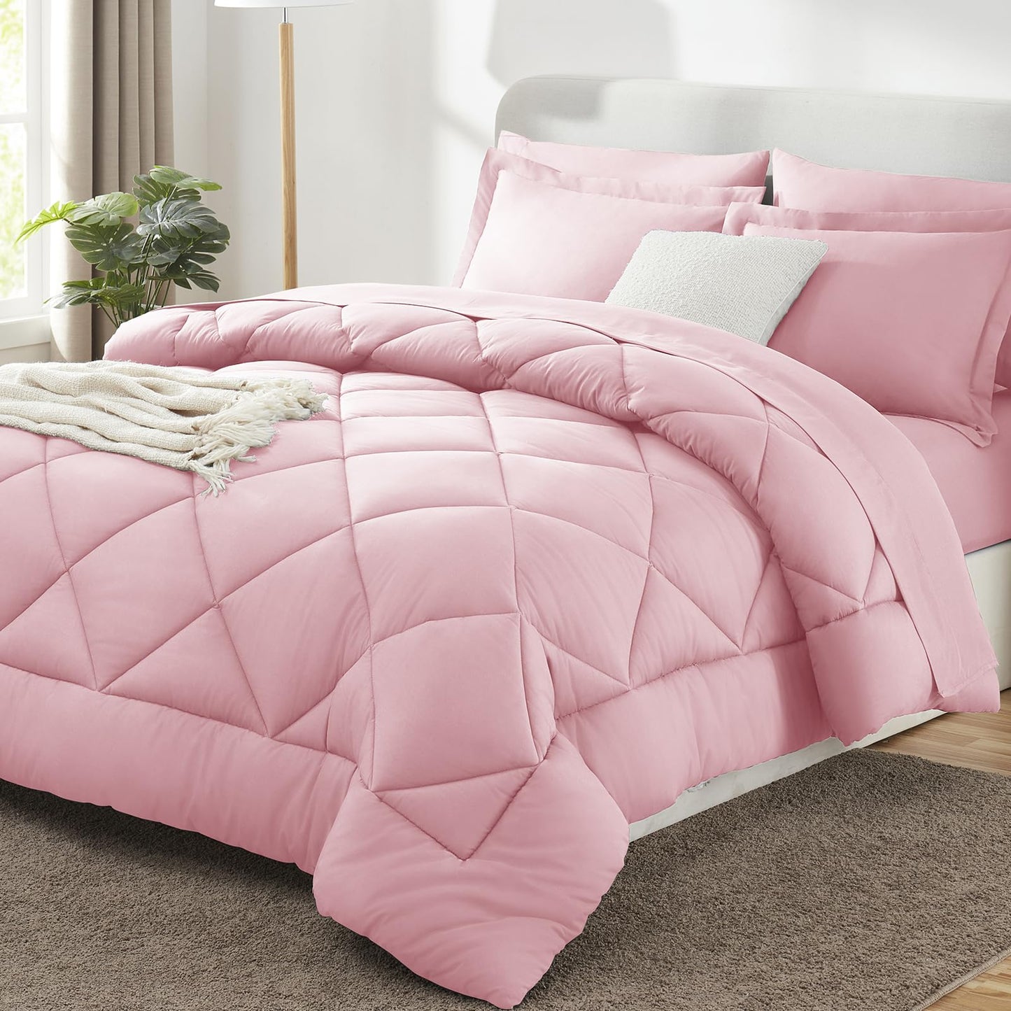 CozyLux Twin XL Comforter Set Dark Grey - 5 Pieces Twin Extra Long Bed in a Bag for College Dorm, All Season Bedding Set for Girls and Boys, Soft Bed Set with Comforter, Sheets, Pillowcase & Sham