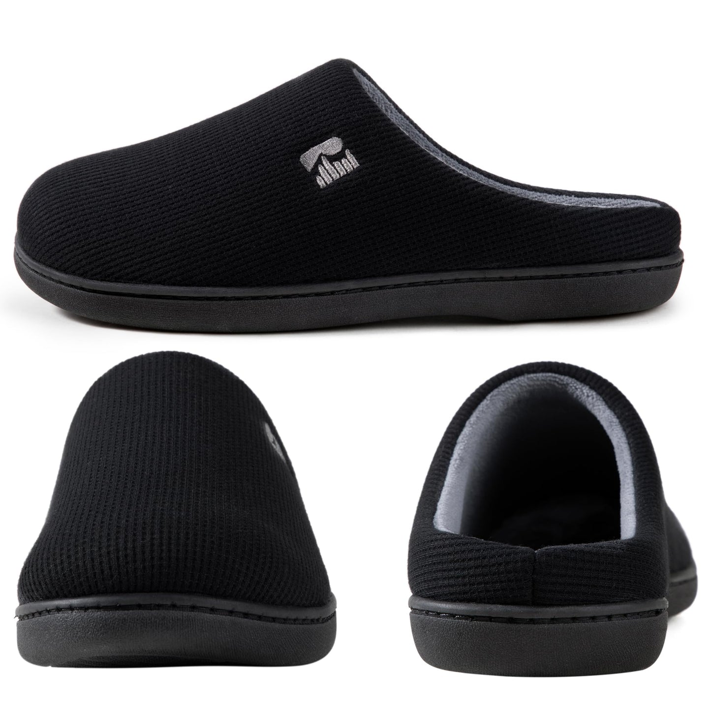RockDove Men's Original Two-Tone Memory Foam Slipper, Size 10.5 US Men, Black/Grey