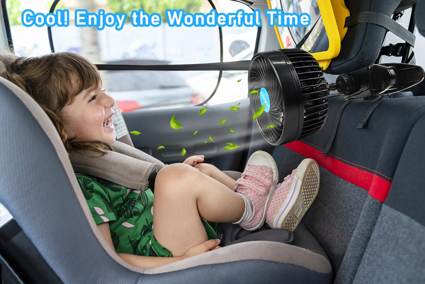 Alagoo Car Fan 6'' 12V Cool Gadgets Clip Fan for Front Rear Seat Passenger Portable Electric Air Fresh Fan with Cigarette Lighter Plug for Cars/Vehicle SUV, RV