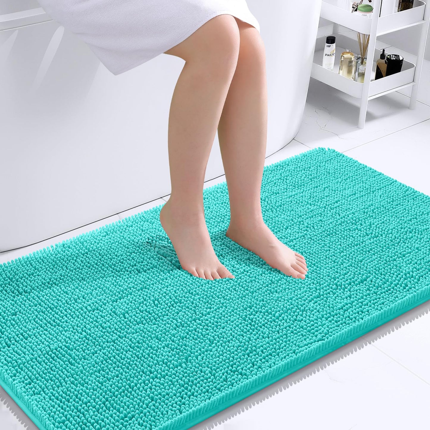 OLANLY Toilet Rugs U-Shaped 24x20, Extra Soft Absorbent Chenille Contour Bathroom Rugs for Toilet, Dry Quickly, Machine Washable, Non-Slip Bath Mat, Light Grey