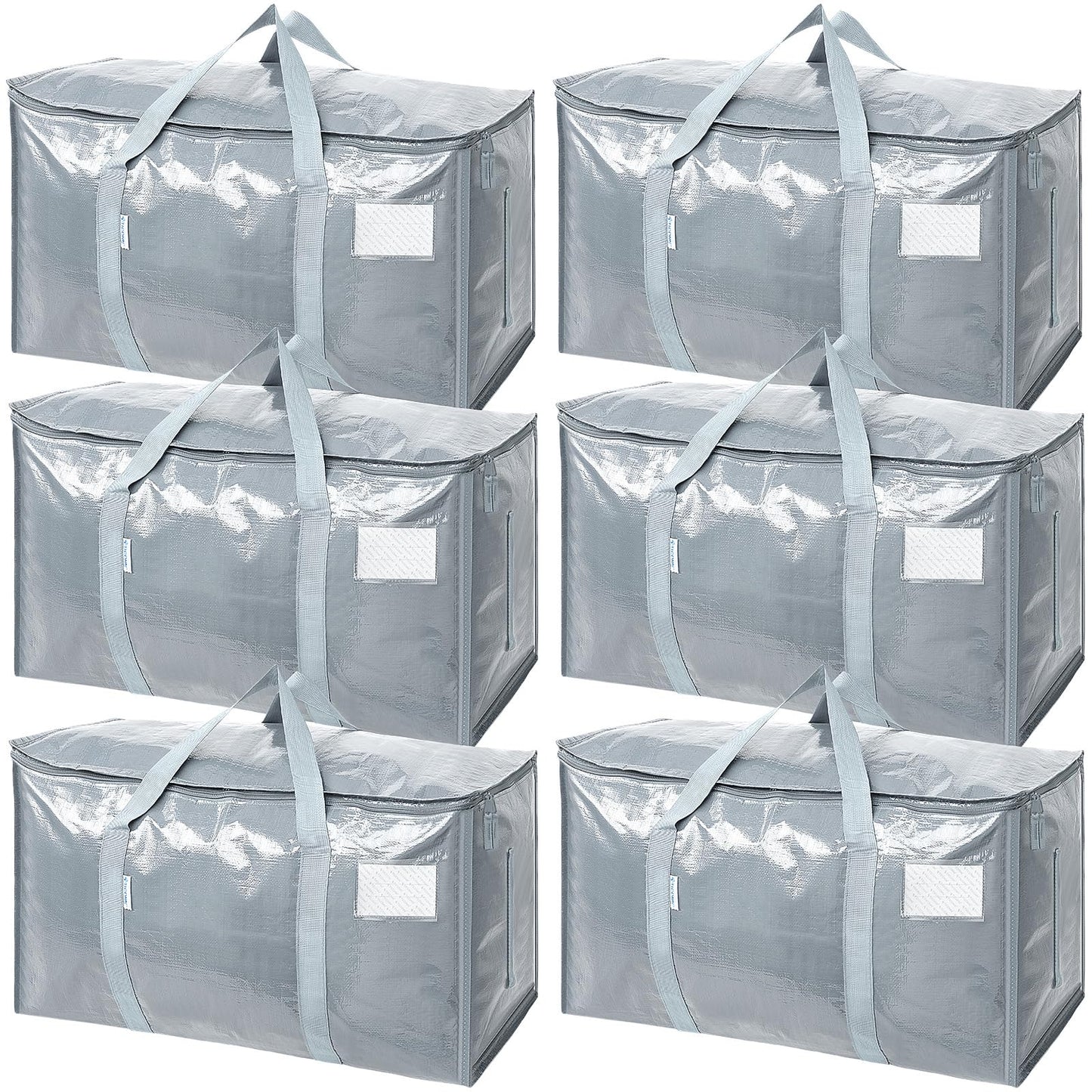 TICONN 12 Pack Extra Large Moving Bags Heavy Duty with Zippers & Carrying Handles, Durable Storage Bags Moving Boxes for Closet Organizers and Storage (12 Pack, Blue)