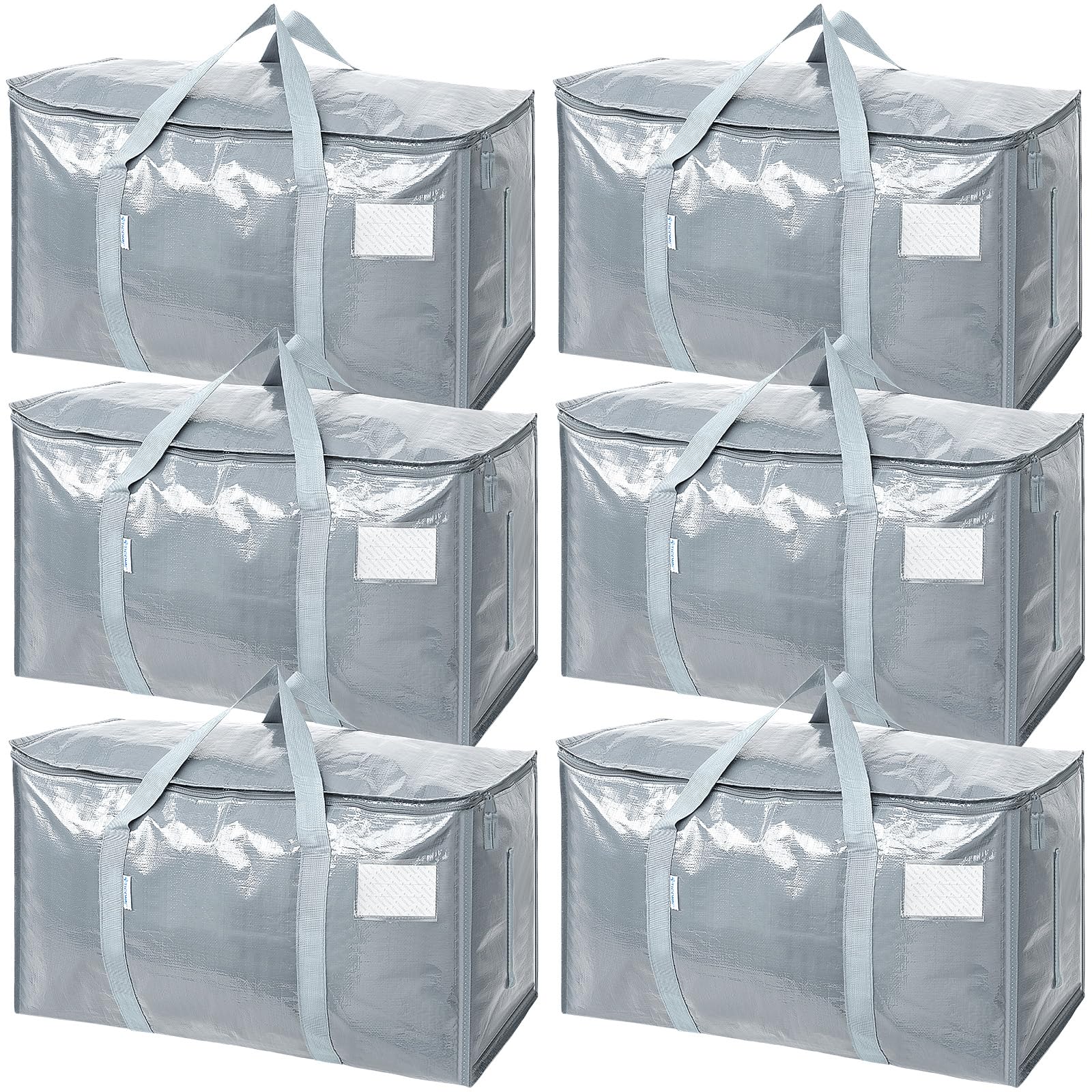 TICONN 12 Pack Extra Large Moving Bags Heavy Duty with Zippers & Carrying Handles, Durable Storage Bags Moving Boxes for Closet Organizers and Storage (12 Pack, Blue)