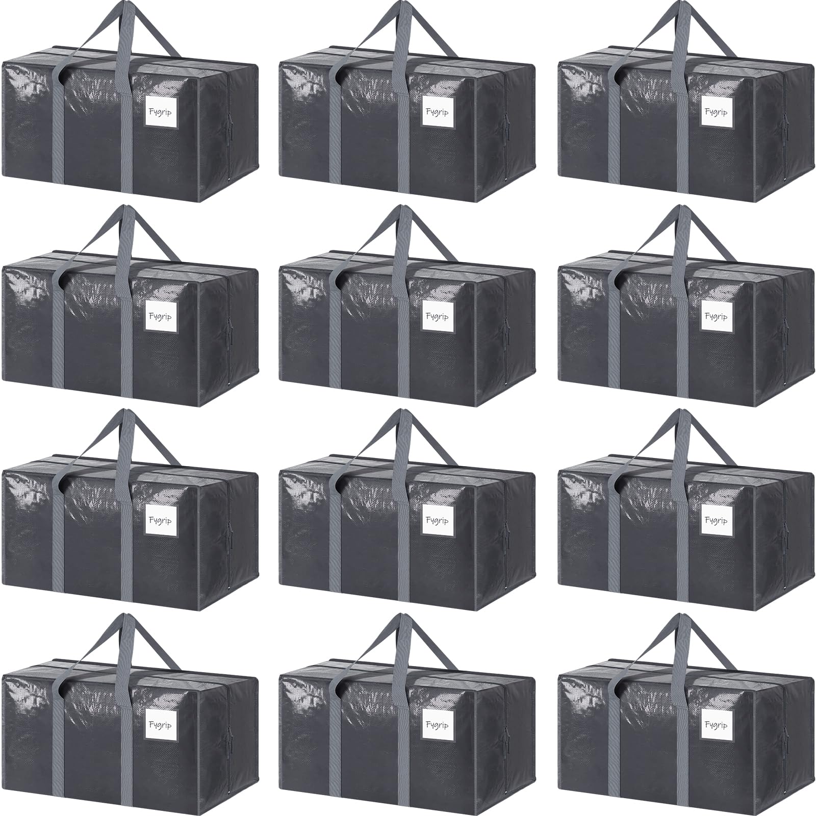 6 Pack Extra Heavy Duty Large Moving Bags with Strong Zipper & Comfortable Handles, Sturdy & Durable Clothes Storage Bags Totes Bins, Blue Packing Moving Boxes for College Supplies, Dark Blue