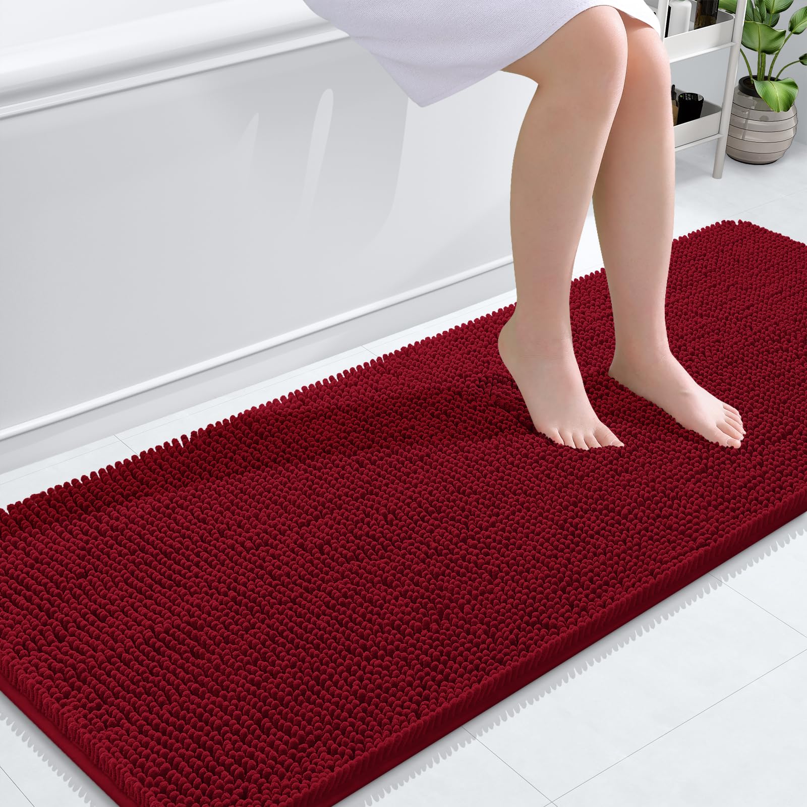 OLANLY Toilet Rugs U-Shaped 24x20, Extra Soft Absorbent Chenille Contour Bathroom Rugs for Toilet, Dry Quickly, Machine Washable, Non-Slip Bath Mat, Light Grey
