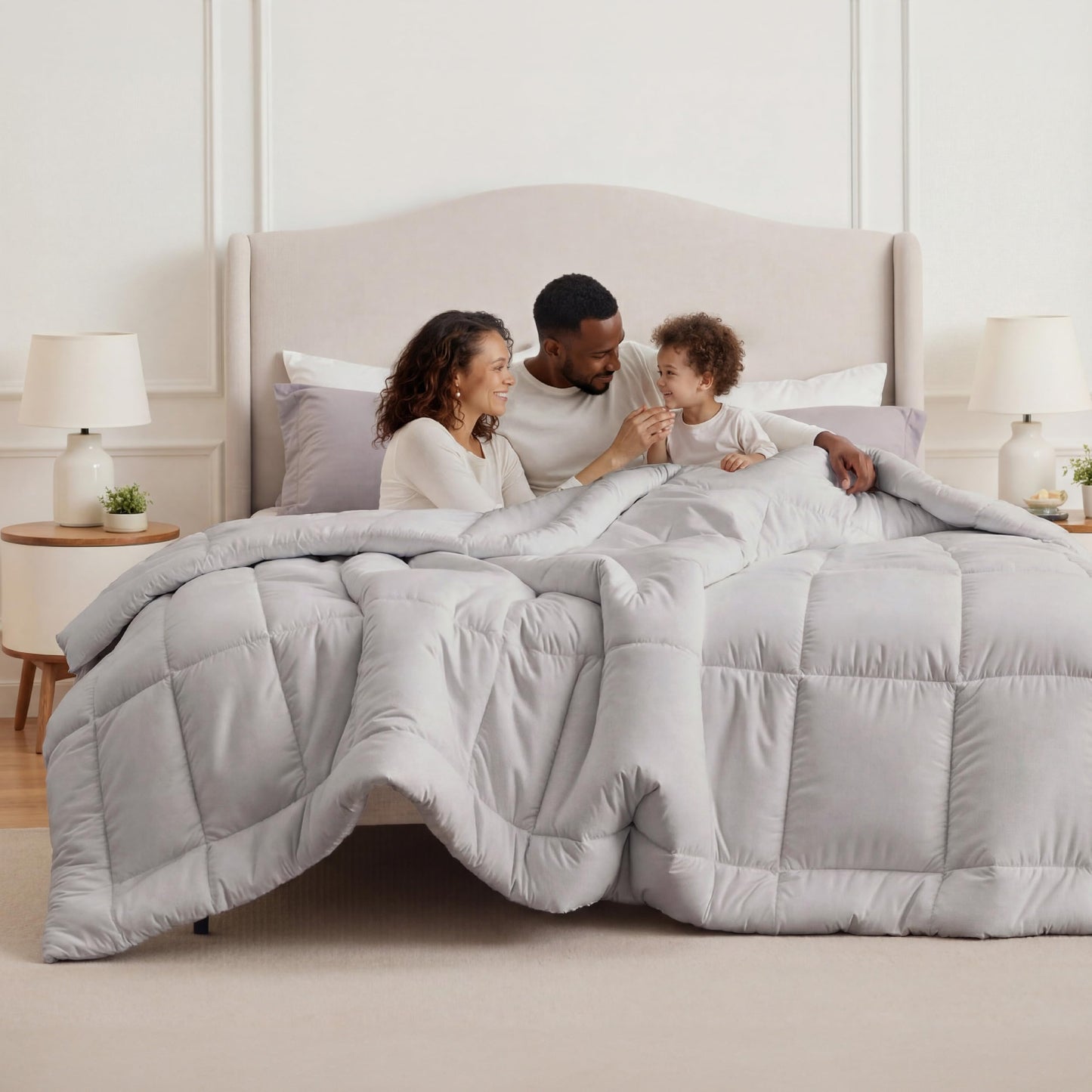 Bedsure Comforter Duvet Insert - Quilted Comforters Queen Size, All Season Duvet, GentleSoft Down Alternative Bedding Blanket, with 8 Tabs, Gifts for Women/Men, White, Queen 88 x 88 Inches
