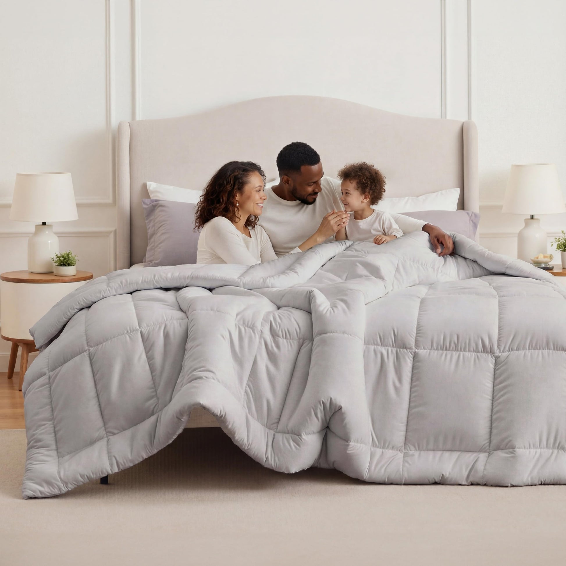 Bedsure Comforter Duvet Insert - Quilted Comforters Queen Size, All Season Duvet, GentleSoft Down Alternative Bedding Blanket, with 8 Tabs, Gifts for Women/Men, White, Queen 88 x 88 Inches