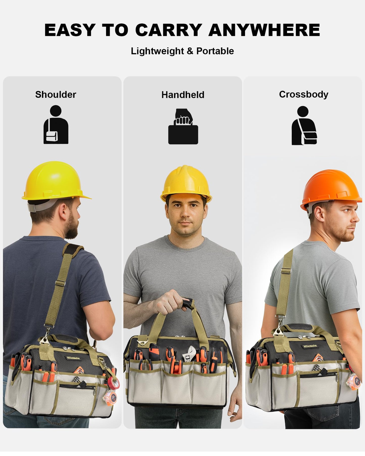 16.5-Inch Heavy Duty Tool Bags for Men, 32-Pocket Large Tool Organizer Storage, 1680D Oxford Tool Bag with Adjustable Shoulder Straps, Tool Storage Bag for HVAC, Electrician, Carpenter, Mechanic