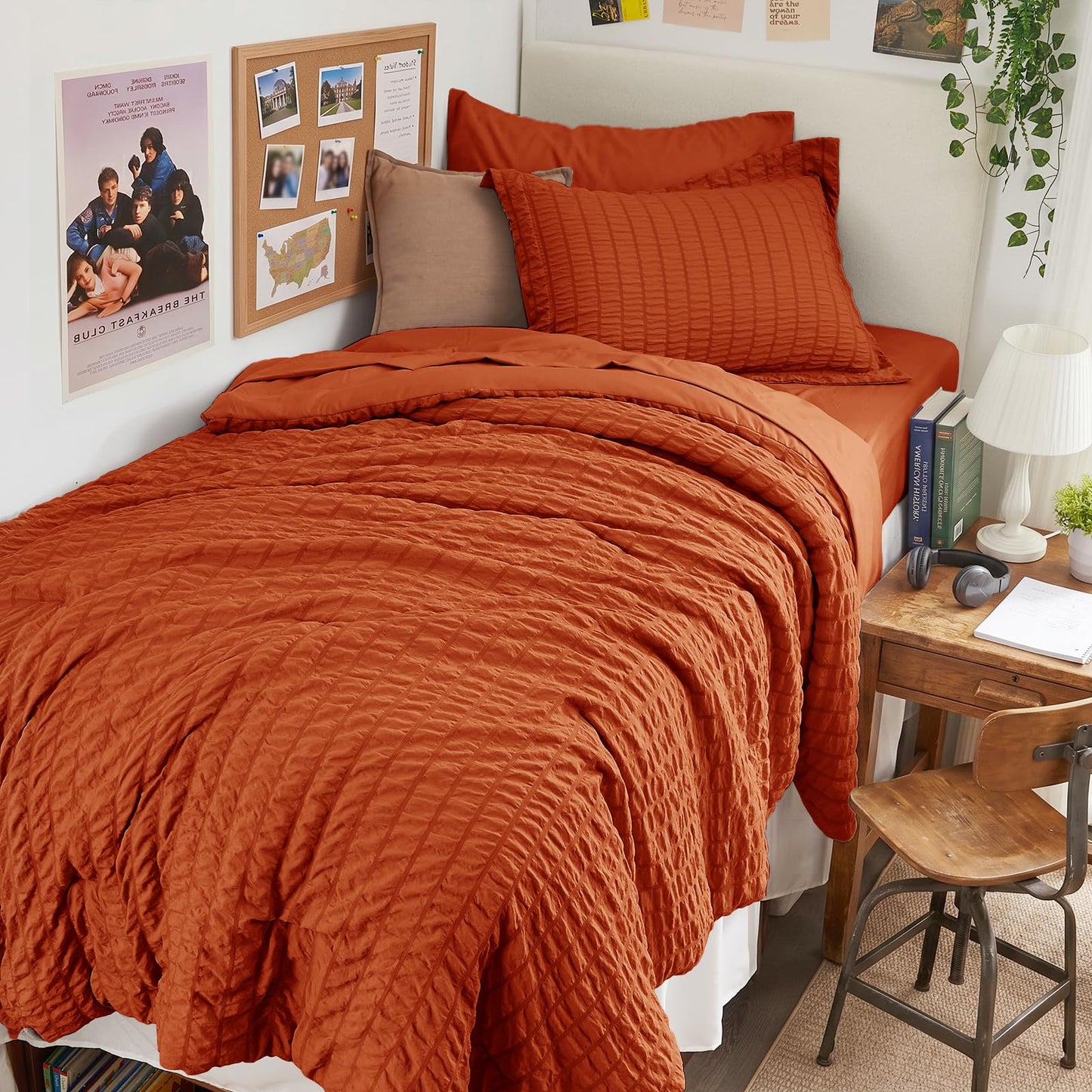 HYMOKEGE Black California King Comforter Set Seersucker 7 Pieces, All Season Luxury Bed in a Bag for Bedroom, Bedding Set with Comforters, Sheets, Pillowcases & Shams