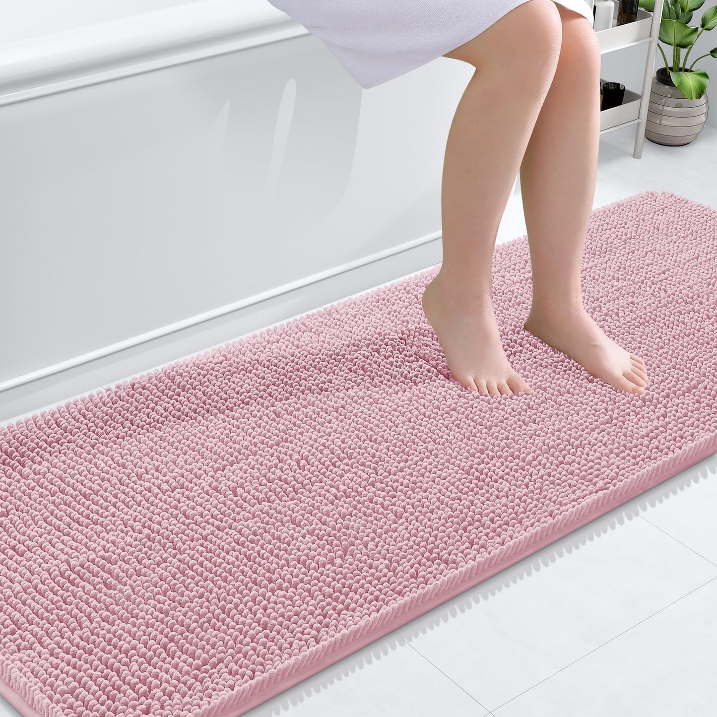 OLANLY Toilet Rugs U-Shaped 24x20, Extra Soft Absorbent Chenille Contour Bathroom Rugs for Toilet, Dry Quickly, Machine Washable, Non-Slip Bath Mat, Light Grey