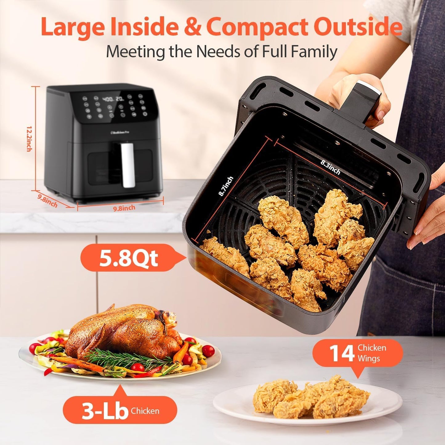 🔥70% Off!🔥Beelicious Large Air Fryer, 12-in-1 Digital Airfryer