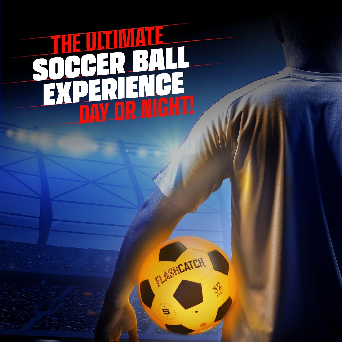 FlashCatch Light Up Soccer Ball - Glow in the Dark - NO 5 - Sports Gear Gifts for Boys & Girls 8-15+ Year Old - Kids, Teens Gift Birthday Ideas - Cool Boy Toys Ages 8 to 15 Glowing Night Activity