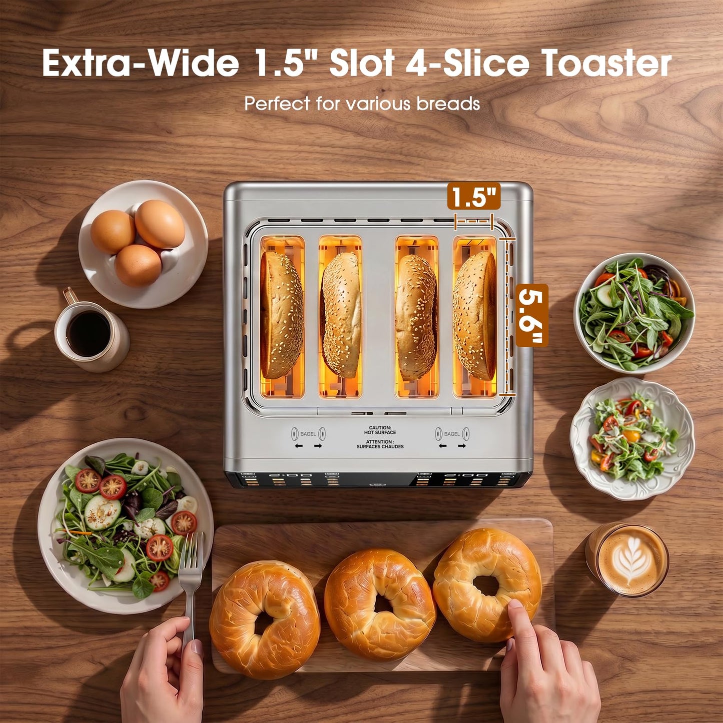 🔥70% off!🔥4 Slice Toaster with Dual Touchscreen