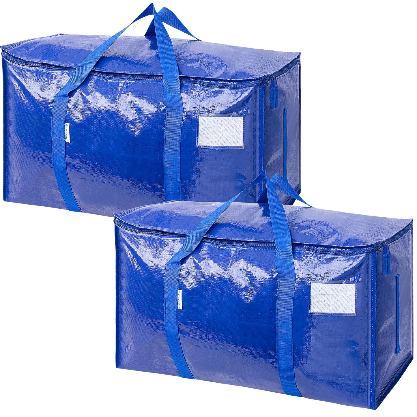 TICONN 12 Pack Extra Large Moving Bags Heavy Duty with Zippers & Carrying Handles, Durable Storage Bags Moving Boxes for Closet Organizers and Storage (12 Pack, Blue)