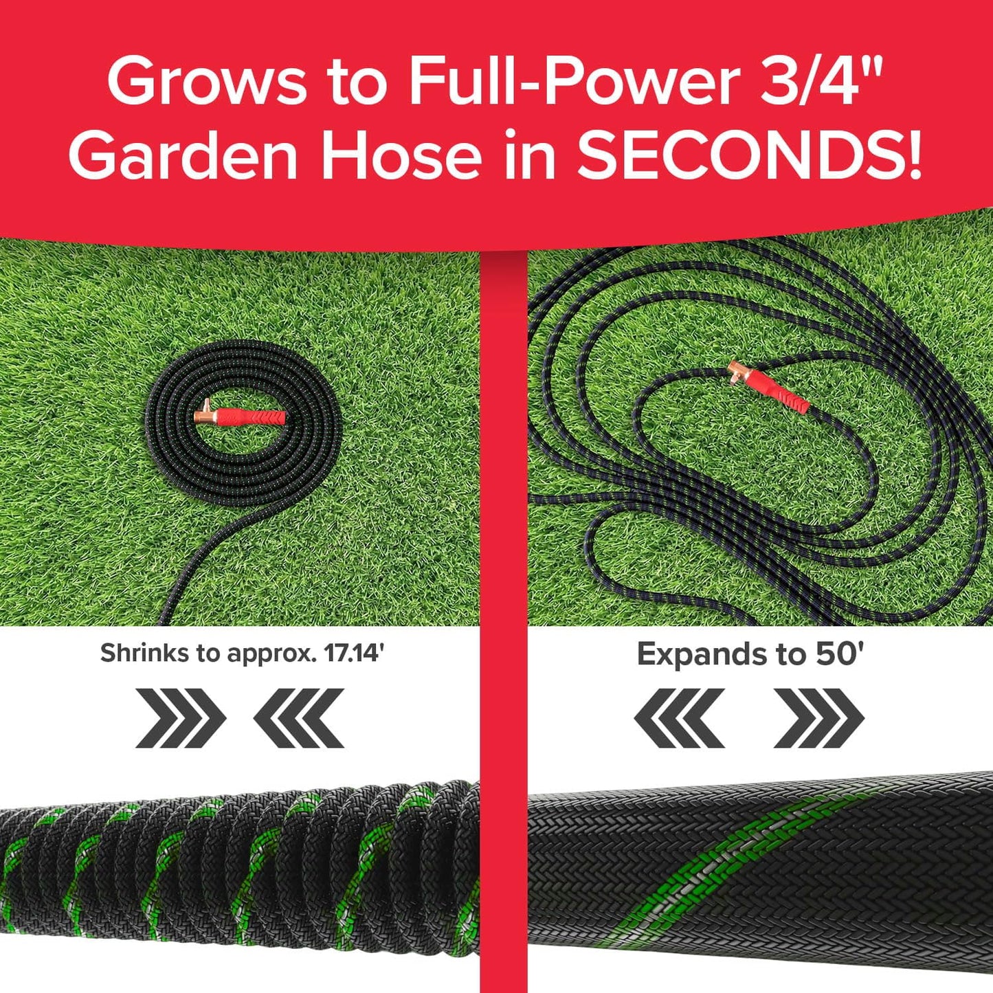 Pocket Hose Ballistic Double UV Edition 50 FT Expandable Garden Hose w/Pocket Pivot Swivel Connector, Anti-Burst Sleeve Reinforced w/Bulletproof Fiber, Lightweight, No-Kink, Compact, AS SEEN ON TV