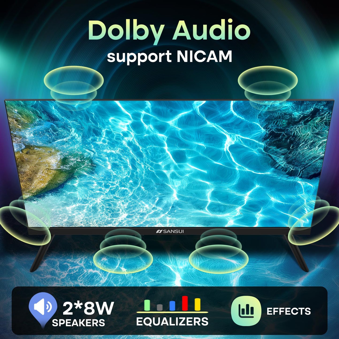 SANSUI 24 inch 768P DLED Smart WebOS TV | Small Television with chromecast Built in | WebOS hub Compatible with HomeKit | Support Airplay & WiFi Connection & Bluetooth 5.2&2 * 8w Speakers