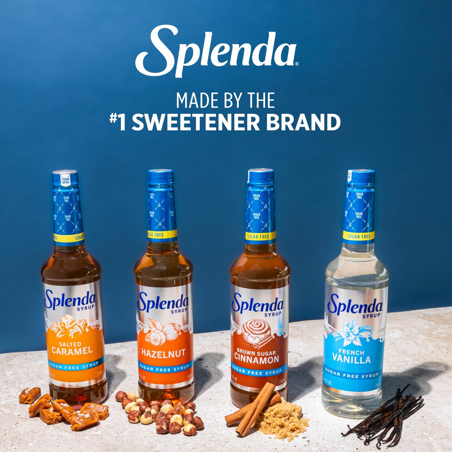 Splenda Coffee Syrup, Hazelnut, Sugar Free, Flavored Liquid Syrups for Drinks, 750 ml Bottle