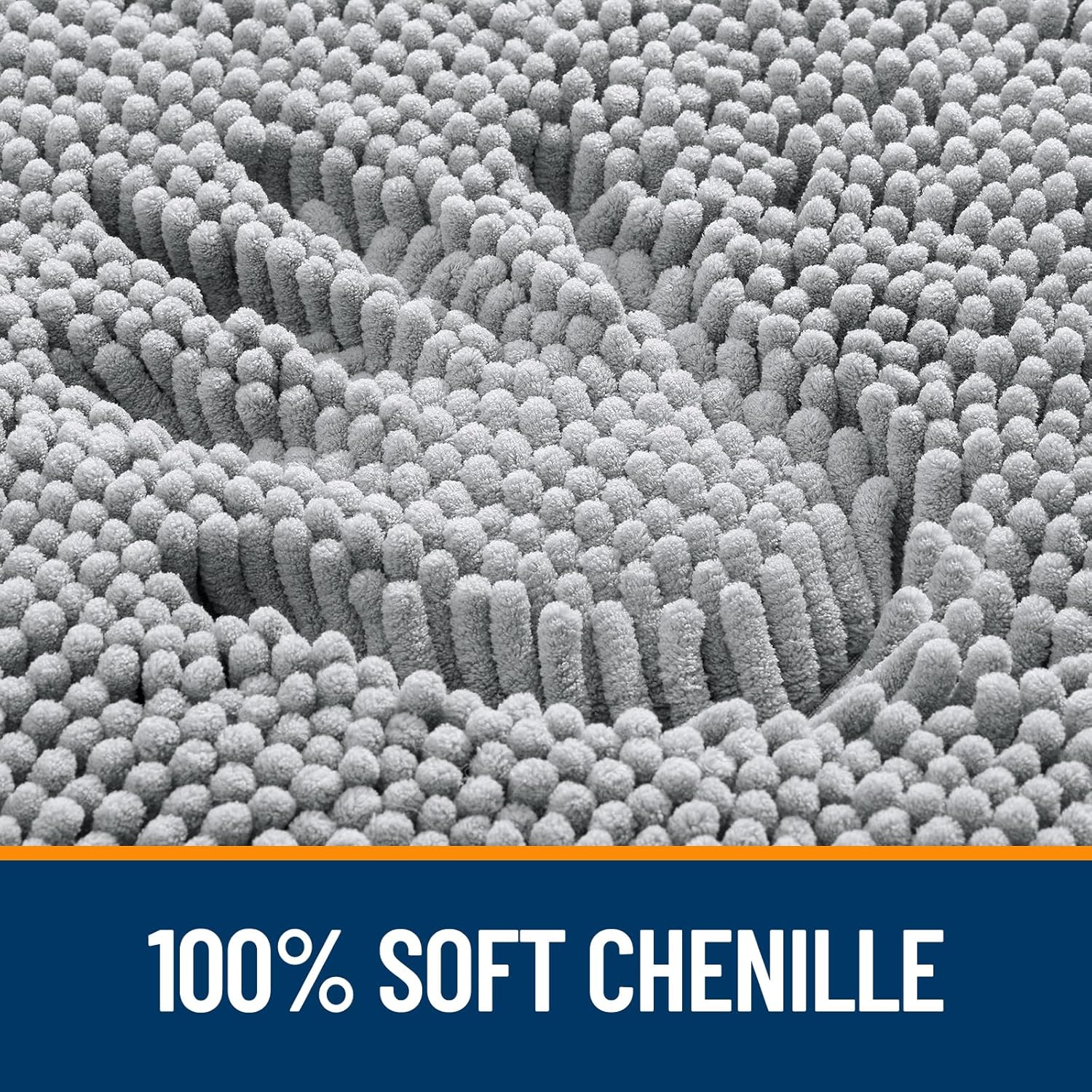 OLANLY Toilet Rugs U-Shaped 24x20, Extra Soft Absorbent Chenille Contour Bathroom Rugs for Toilet, Dry Quickly, Machine Washable, Non-Slip Bath Mat, Light Grey