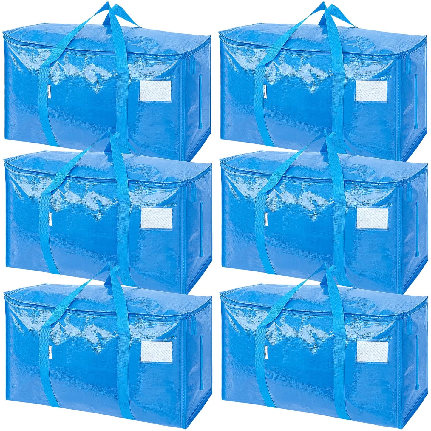 TICONN 12 Pack Extra Large Moving Bags Heavy Duty with Zippers & Carrying Handles, Durable Storage Bags Moving Boxes for Closet Organizers and Storage (12 Pack, Blue)