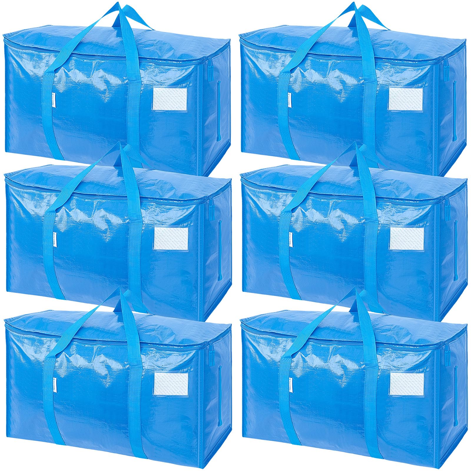 TICONN 12 Pack Extra Large Moving Bags Heavy Duty with Zippers & Carrying Handles, Durable Storage Bags Moving Boxes for Closet Organizers and Storage (12 Pack, Blue)