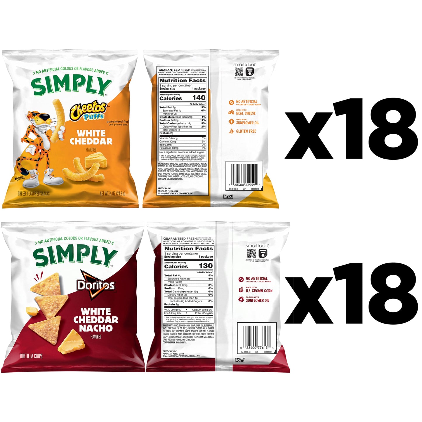 Simply, Doritos & Cheetos Mix Variety Pack, 0.875 Ounce (Pack of 36)