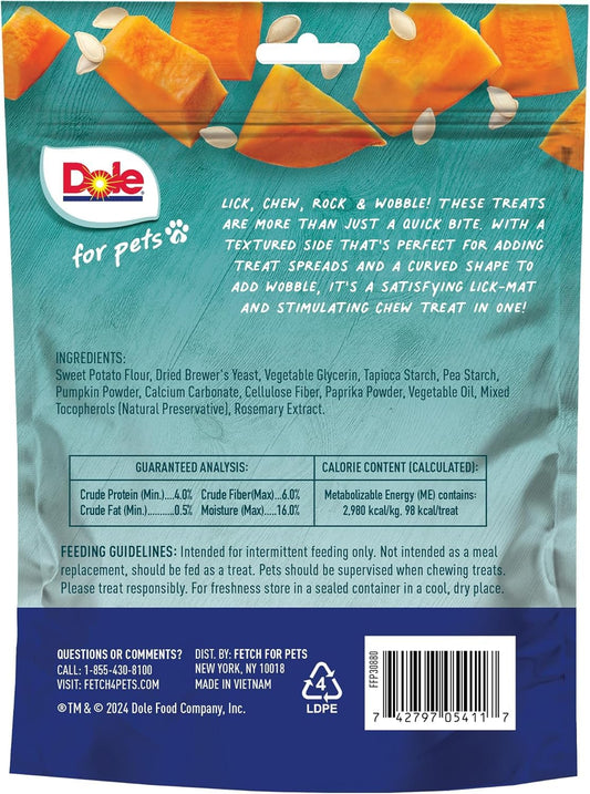 Dole for Pets Freshly Fetched Lasting Chew, Pumpkin Flavor Dog Treats - Flavored with Real Veggies, No Wheat, Corn, Soy, Artificial Flavors, Colors, Preservatives, or Animal Products,8 Ounce - 6 Pack