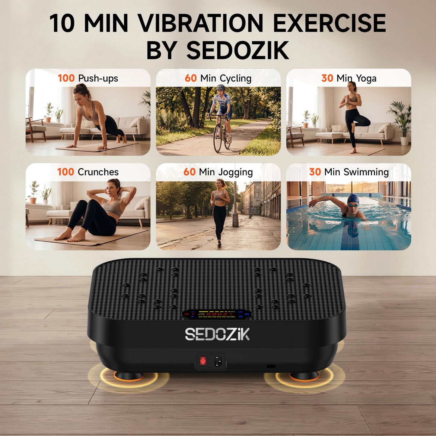 SEDOZIK Vibration Plate Exercise Machine, Vibration Plate for Lymphatic Drainage Weight Loss, 450 Lbs Capacity Full Body Vibrating Platform Workout Equipment with Bluetooth for Home Women Men