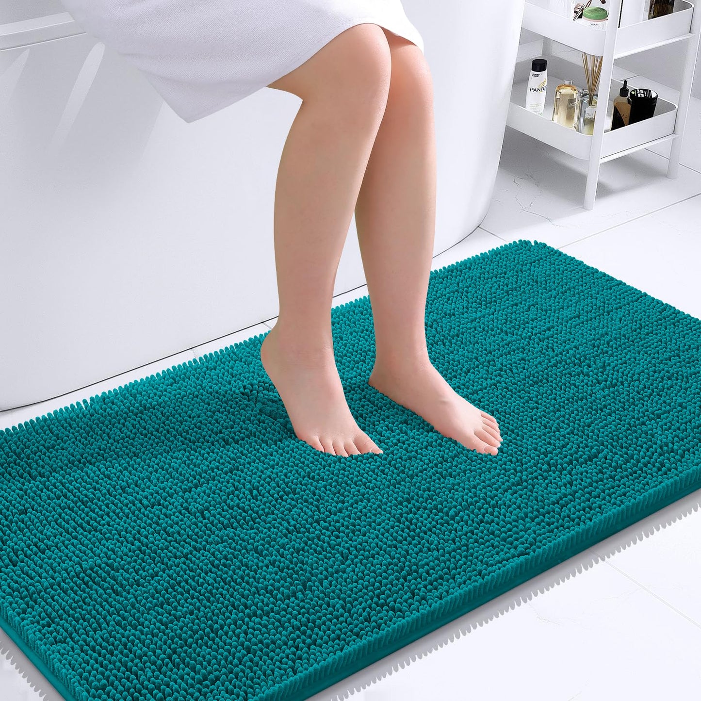 OLANLY Toilet Rugs U-Shaped 24x20, Extra Soft Absorbent Chenille Contour Bathroom Rugs for Toilet, Dry Quickly, Machine Washable, Non-Slip Bath Mat, Light Grey