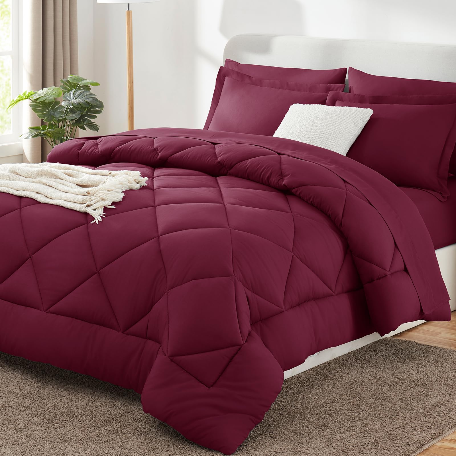 CozyLux Twin XL Comforter Set Dark Grey - 5 Pieces Twin Extra Long Bed in a Bag for College Dorm, All Season Bedding Set for Girls and Boys, Soft Bed Set with Comforter, Sheets, Pillowcase & Sham
