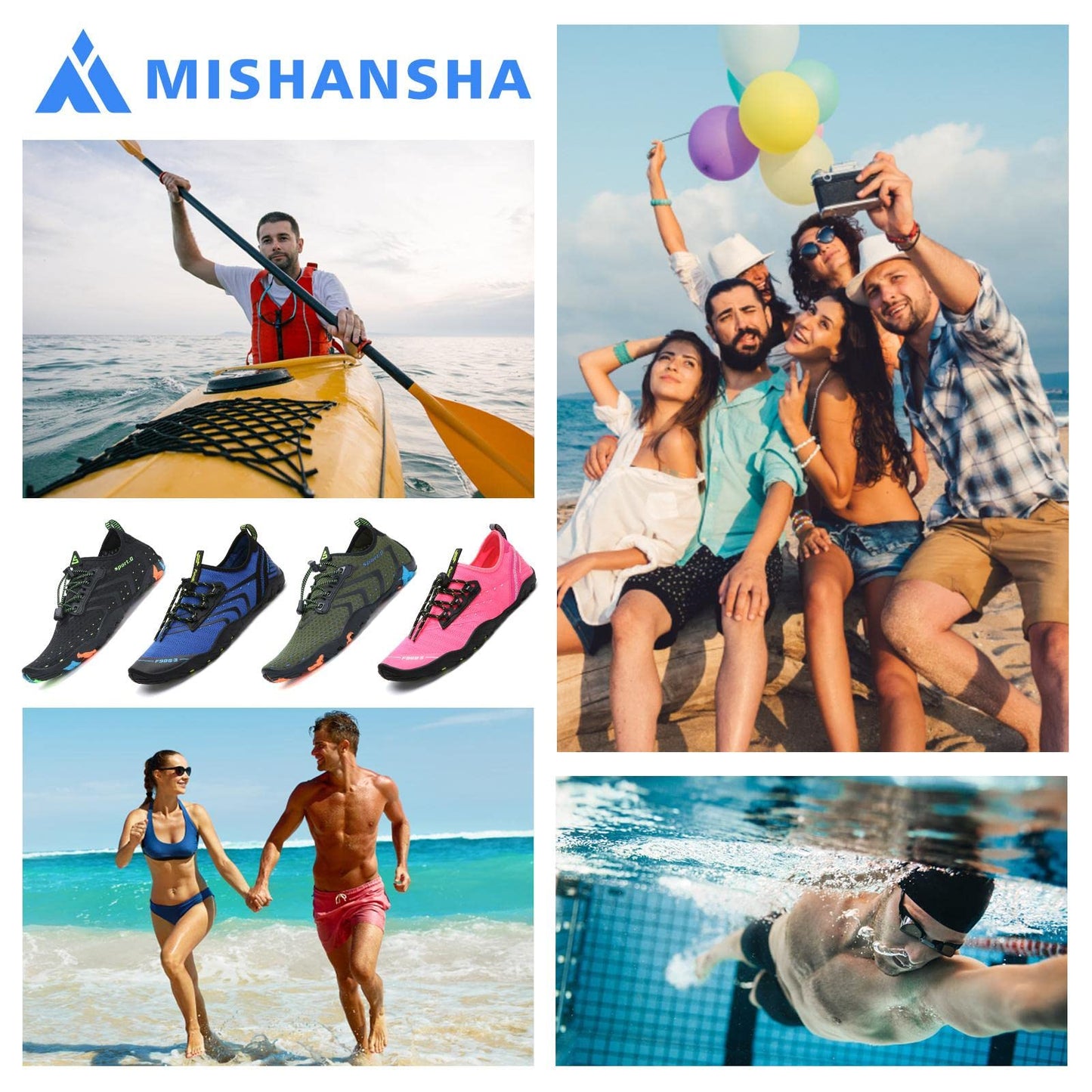 Mishansha Water Shoes for Women Men, Quick-Dry Barefoot Swim Shoes with Drainage Holes, Lightweight Aqua Shoe for Beach Pool River Boating Yoga Walking 12.5 Women/11 Men Carrot Orange