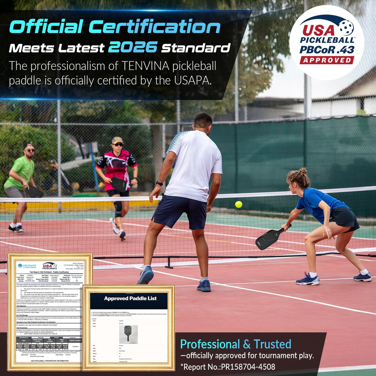 TENVINA Pickleball Paddles, Multi-Layer T700SC Textured Carbon Fiber Pickleball Paddle, 4-Types of Shapes and Thicknesses, Strong Spin & Power Surface of USAPA Approved Pickle Ball Paddle