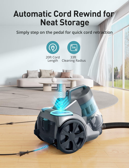 🔥79% Off!🔥Aspiron 1700W Canister Vacuum Cleaner