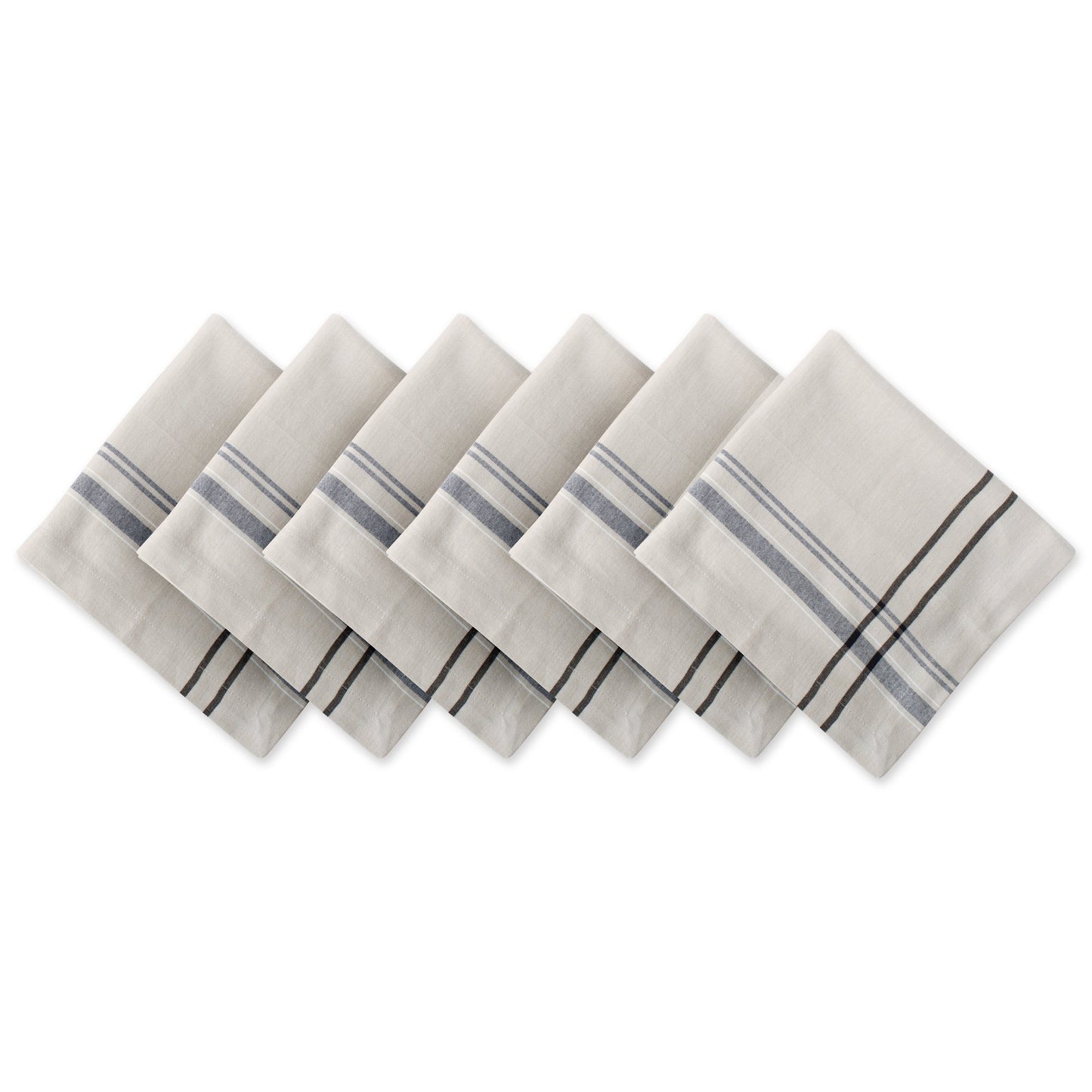DII French Stripe Tabletop Collection Farmhouse Style Dining Table Linen Napkin Set, 20x20, Taupe/Black, 6 Piece