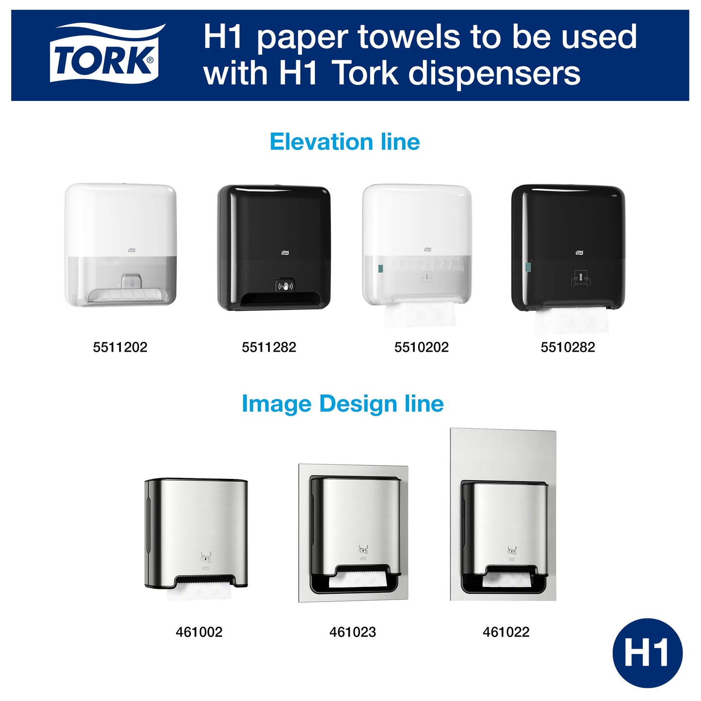 Tork Matic Extra Soft Paper Hand Towel Roll White with Blue Leaf H1, Premium, 6 Rolls x 300 ft, 290094