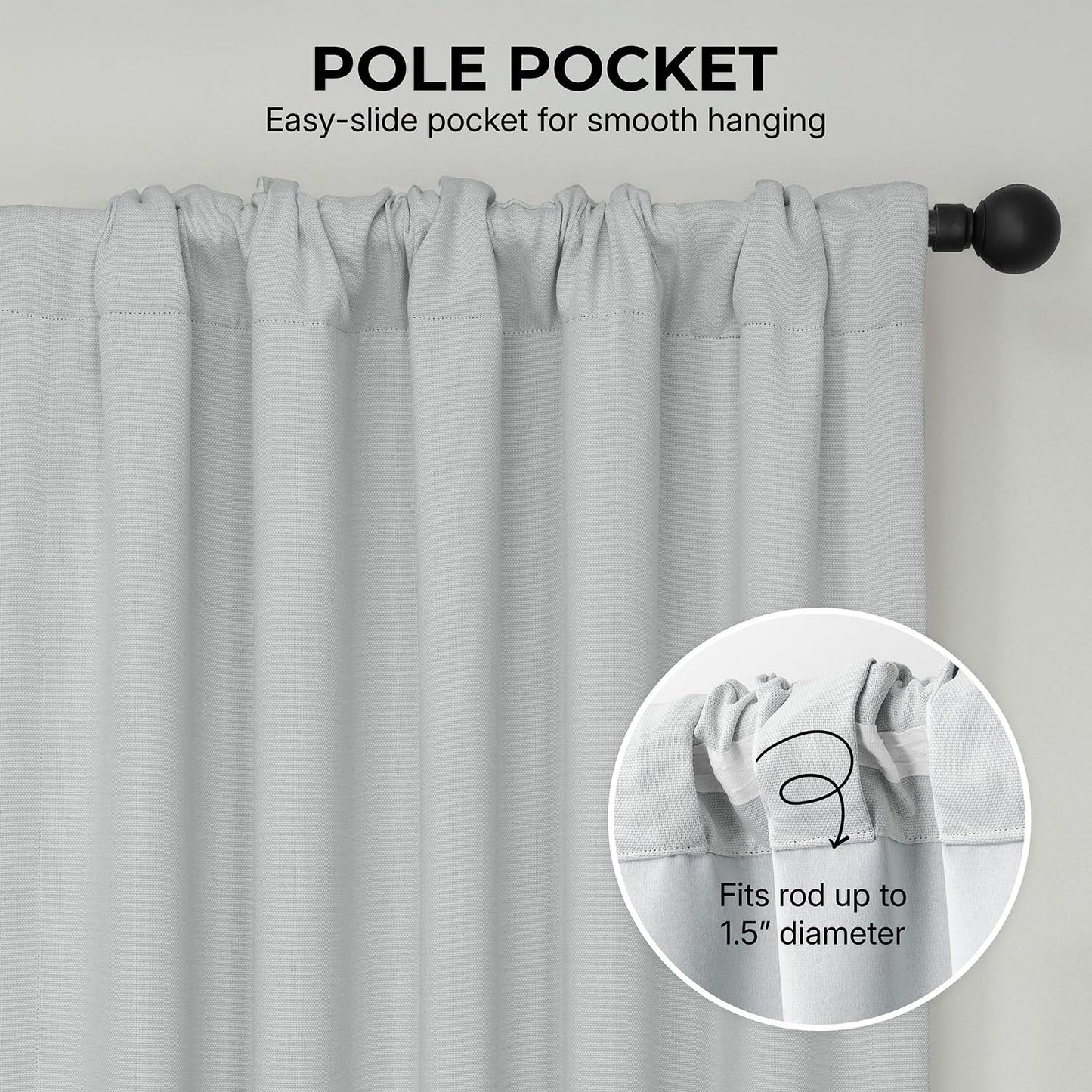 HPD Half Price Drapes - Faux Linen Curtains for Living Room (1 Panel) - 50W X 96L - Textured Room Darkening Curtains for Bedroom 96 Inches Long - Drapes for Home Decor, Oyster Mist