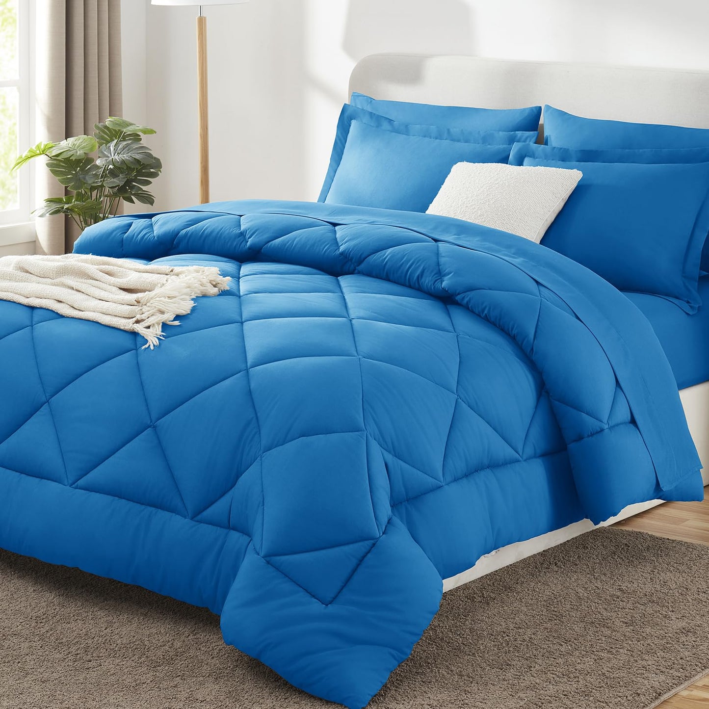CozyLux Twin XL Comforter Set Dark Grey - 5 Pieces Twin Extra Long Bed in a Bag for College Dorm, All Season Bedding Set for Girls and Boys, Soft Bed Set with Comforter, Sheets, Pillowcase & Sham