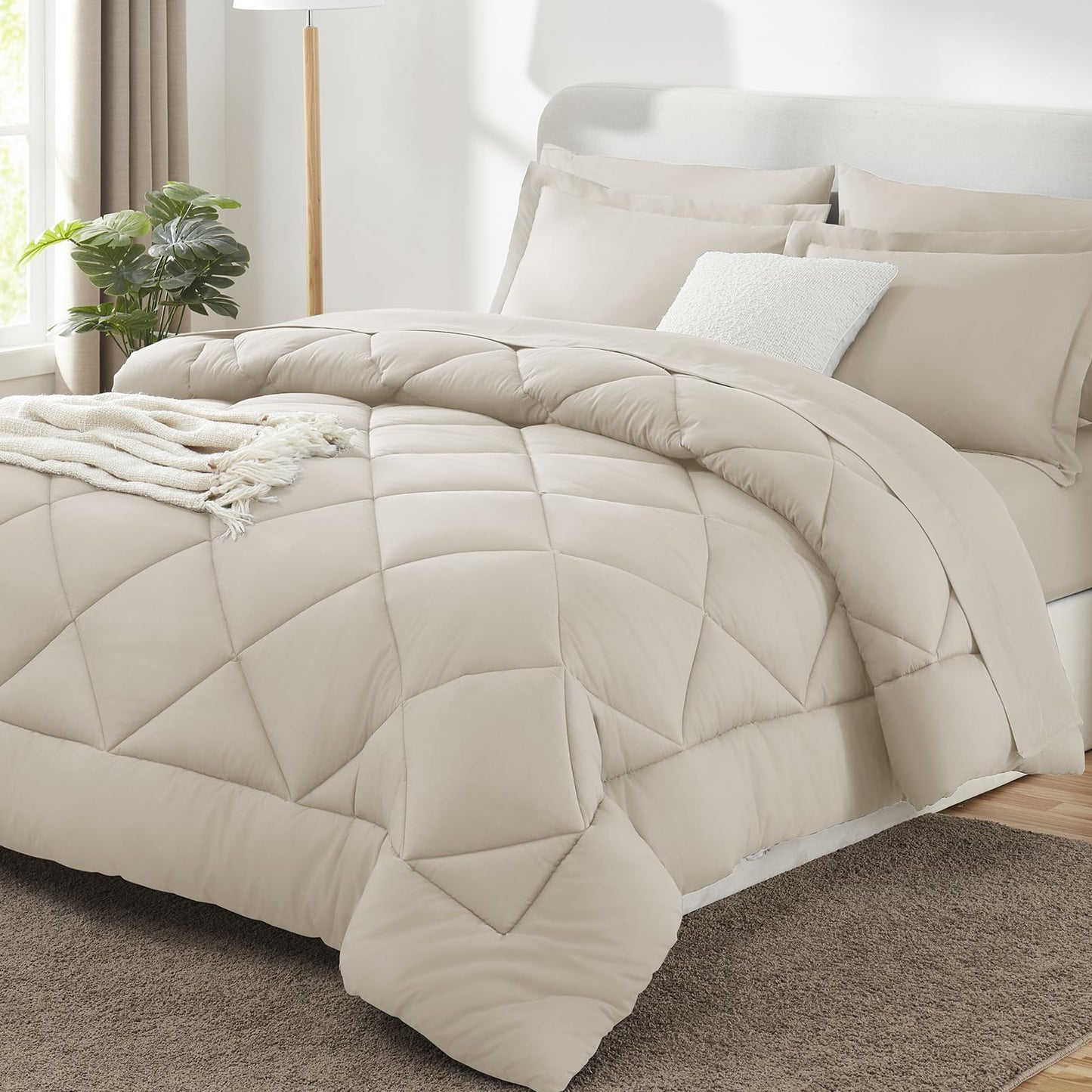 CozyLux Twin XL Comforter Set Dark Grey - 5 Pieces Twin Extra Long Bed in a Bag for College Dorm, All Season Bedding Set for Girls and Boys, Soft Bed Set with Comforter, Sheets, Pillowcase & Sham