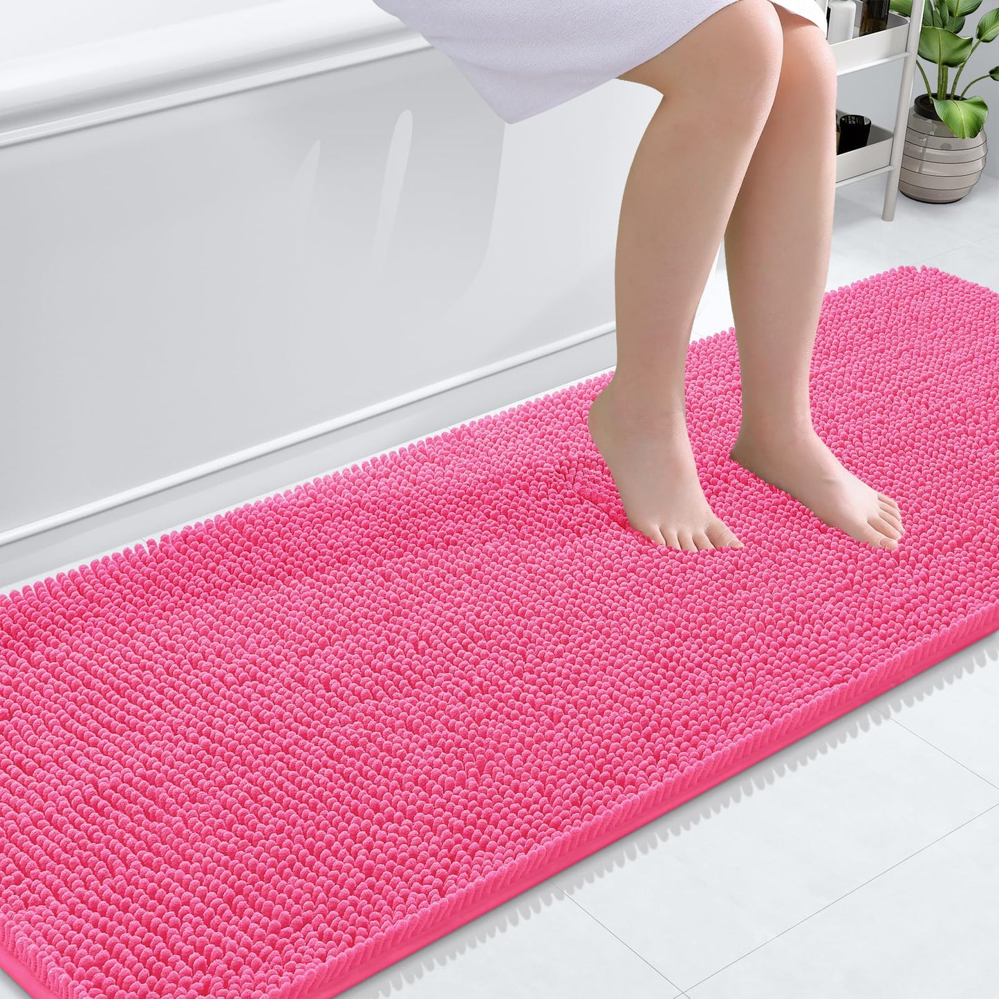 OLANLY Toilet Rugs U-Shaped 24x20, Extra Soft Absorbent Chenille Contour Bathroom Rugs for Toilet, Dry Quickly, Machine Washable, Non-Slip Bath Mat, Light Grey