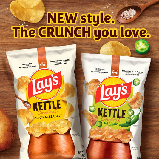 Lay's Kettle Cooked Potato Chips, Jalapeno, 0.85 Ounce (Pack of 40)