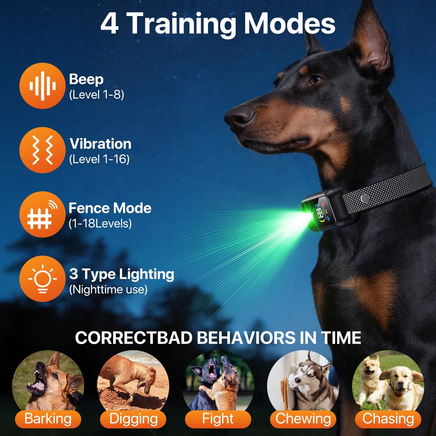 2In1 Wireless Dog Collar Fence System & Correction Collar, Invisible Electric Fence for Dogs Remote Range 25-3500ft, 4 Training Modes, Rechargeable Waterproof Pet Containment for Outdoor (Black Grey)