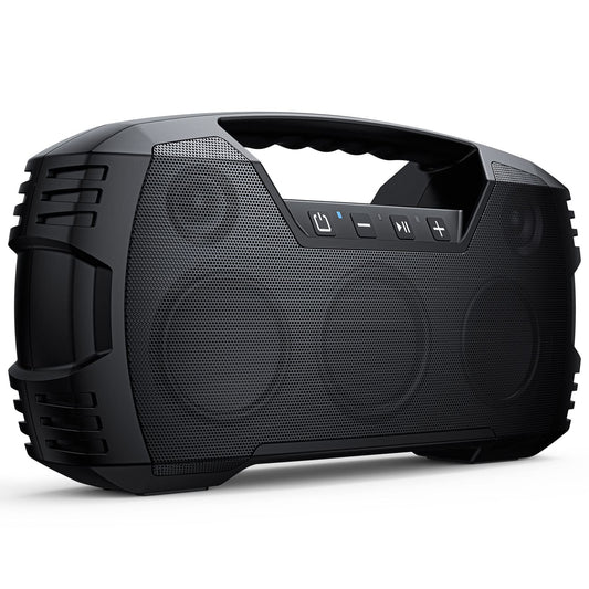 IPX7 Waterproof Outdoor Bluetooth Speaker, Wireless, 90W(Peak), 32H Playtime, Floating Design, Deep Bass & Loud Stereo Sound, Portable with Handle, Rugged for Pool, Beach, Kayaking, Hiking, Black