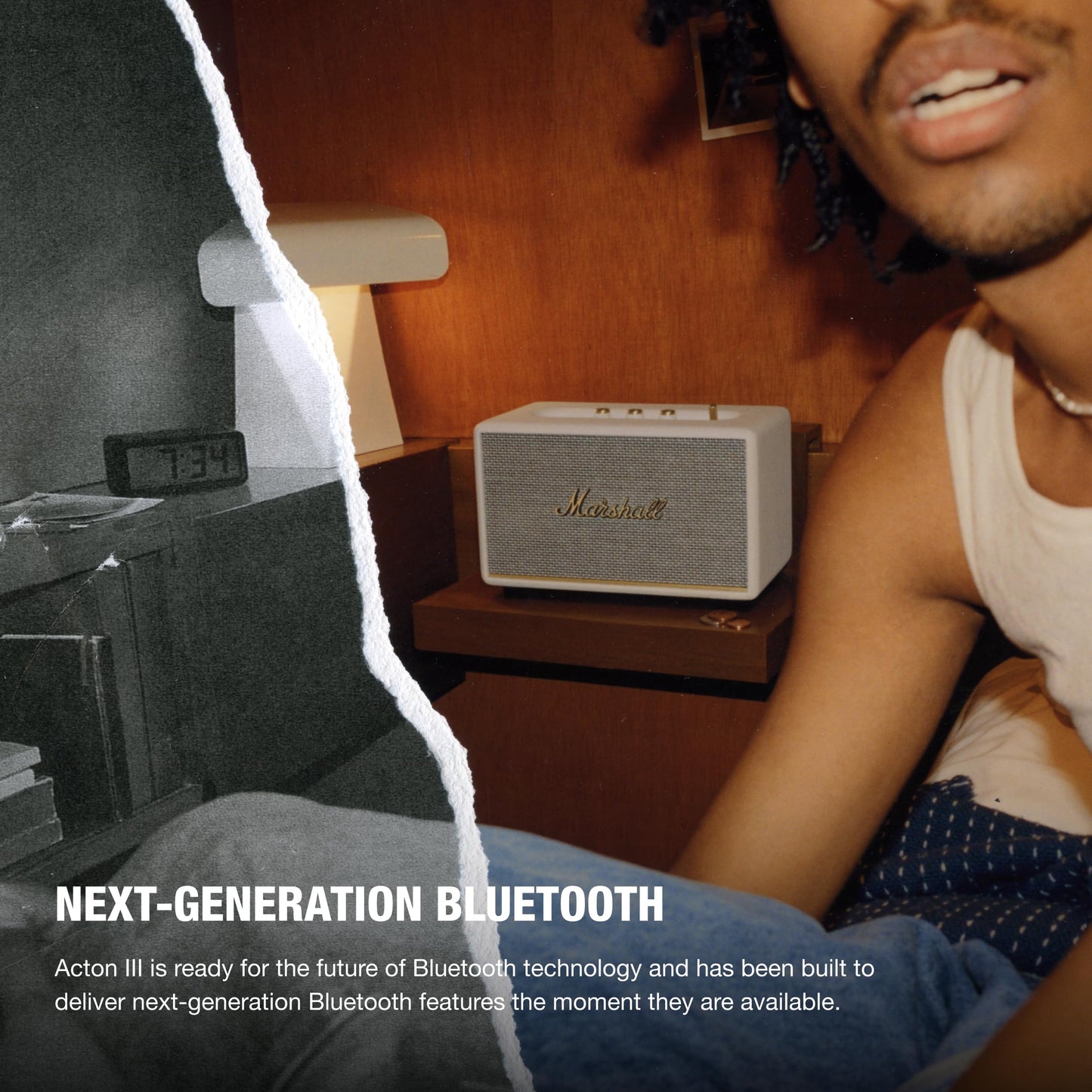 Marshall Acton III Bluetooth Home Speaker - Loud Stereo Sound with Bass and Treble Controls | Plug-in Powered | 3.5mm Aux Input - Cream