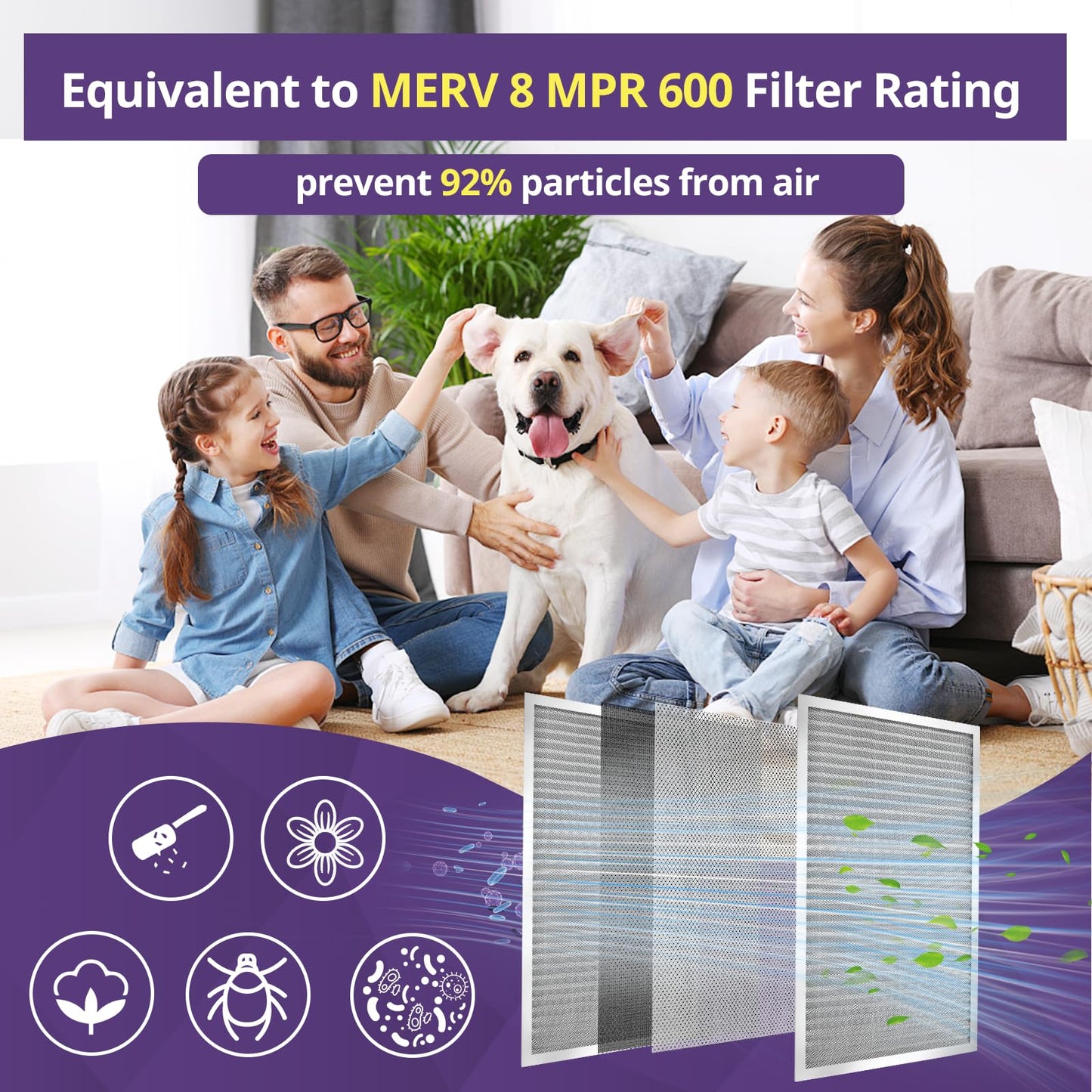 Nexiview 14x25x1 Furnace Filter-MERV8, Washable & Reusable Electrostatic Air Filter, AC/HVAC Furnace Filter, Permanent Air Filter, Breathe Fresher, Easy Install